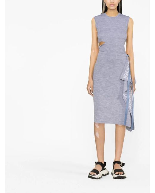Fendi Gray Ff Wool Skirt