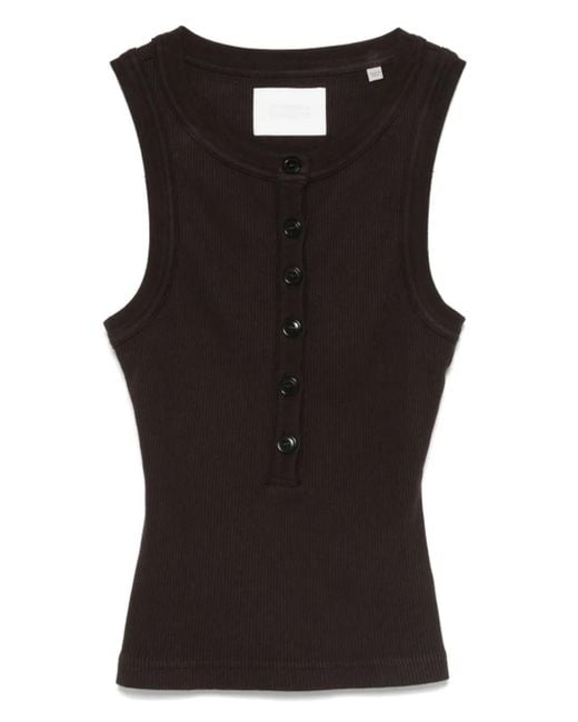 Citizens of Humanity Black Button-Front Ribbed Top