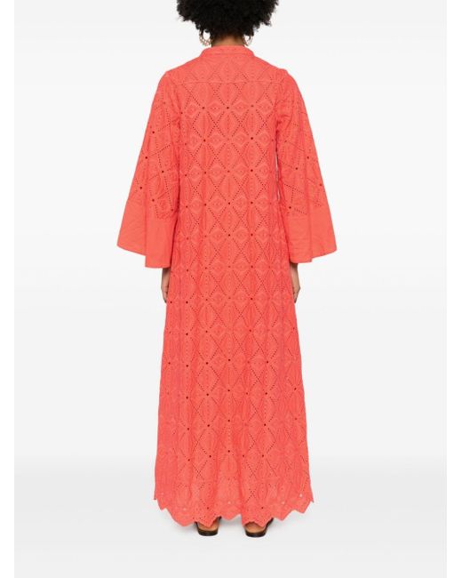 Dorothee Schumacher Red Broderie Anglaise Maxi Dress