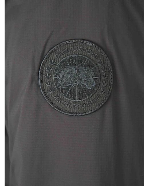 Canada Goose Gray Lodge Track Logo-Patch Zip-Up Jacket for men