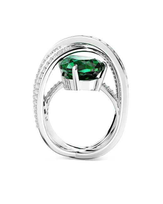 Swarovski Metallic Hyperbola Cocktail Ring, Mixed Cuts, Four Bands, Rhodium Plated
