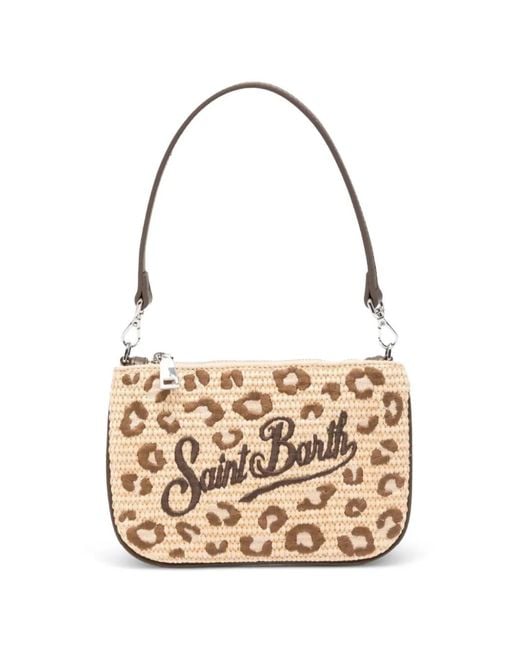 Mc2 Saint Barth White Mini Leopard-Print Clutch Bag