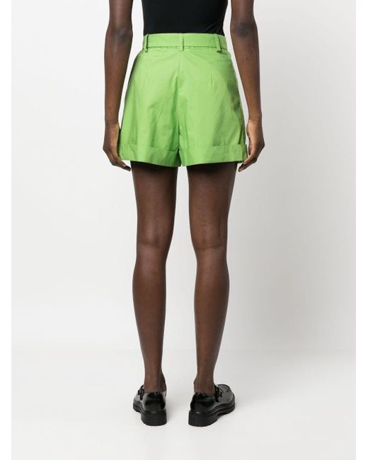 ERMANNO FIRENZE Green Pleat-detailing Mini Shorts