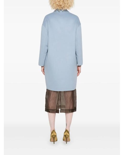 Prada Blue Button-Fastening Collared Coat