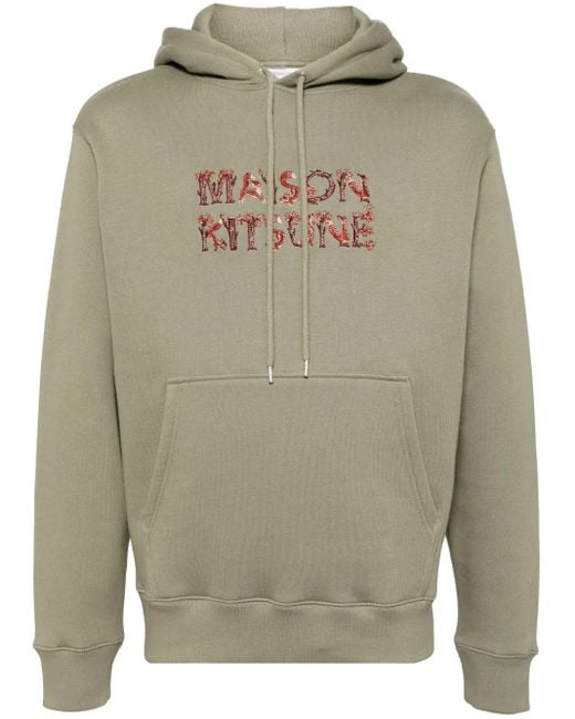 Maison Kitsuné Gray Woodland Alphabet Hoodie for men