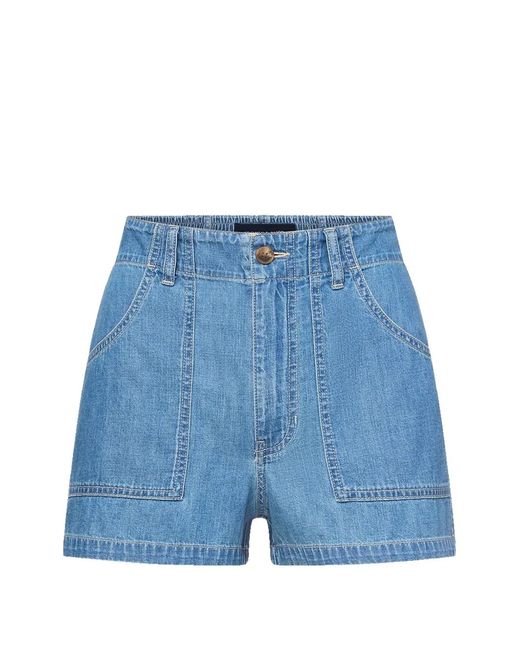 Veronica Beard Blue Sally Elasticated-Back Shorts