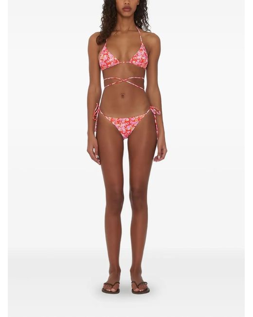 ROTATE BIRGER CHRISTENSEN Red X Reina Olga Flower-Print Wrap Bikini