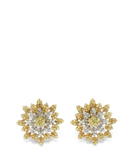 HYT Jewelry Metallic Flower Diamond Earrings