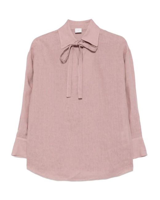 Blouse En Lin À Col Noué Eleventy en coloris Pink
