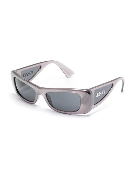 Versace Gray Rectangle-Frame Sunglasses