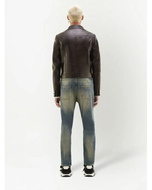 Courreges Black Structured Faux-Leather Jacket With Logo Patch for men