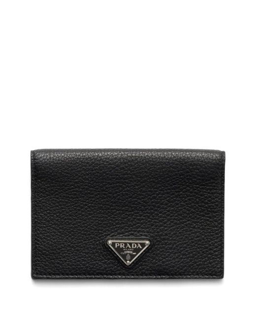 Prada Black Leather Passport Holder for men