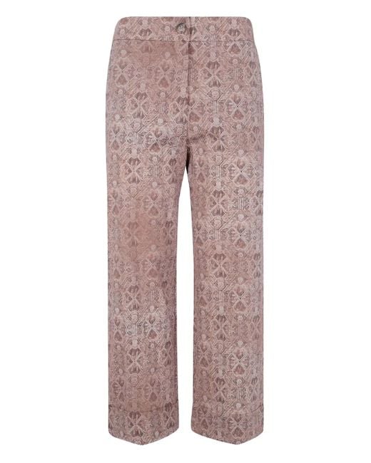 Pierre Louis Mascia Pink Geometric-Print Wool Trousers