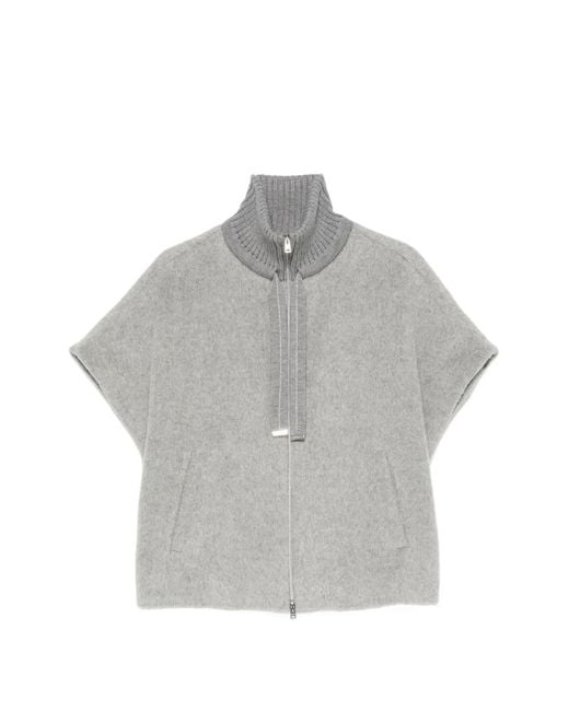Herno Gray High-Neck Cap-Sleeve Jacket