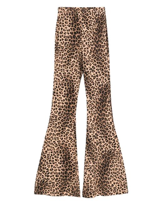Maje Natural Leopard Print Flared Trousers