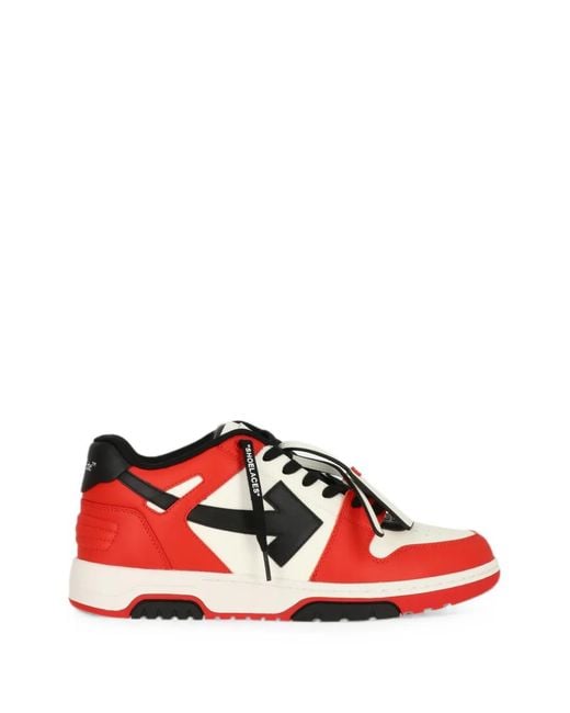 Off-White c/o Virgil Abloh Red Men Out Of Office Calf Leather Sneakers for men