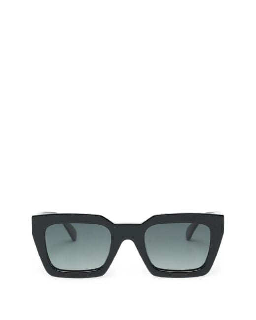 Anine Bing Gray Logo-Plaque Square-Frame Sunglasses