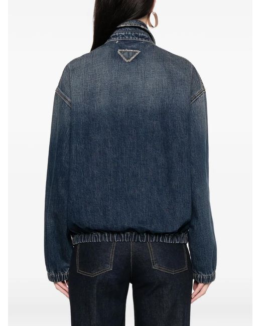 Veste En Jean À Fermeture Zippée Prada en coloris Blue