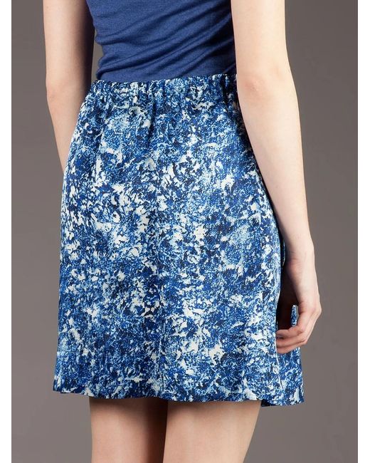 Twisty Parallel Universe Blue Floral Print Skirt