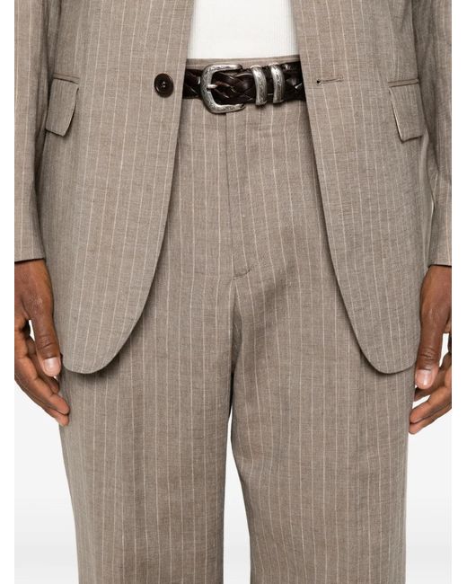 sunflower Gray Pinstripe Pleated Trousers for men