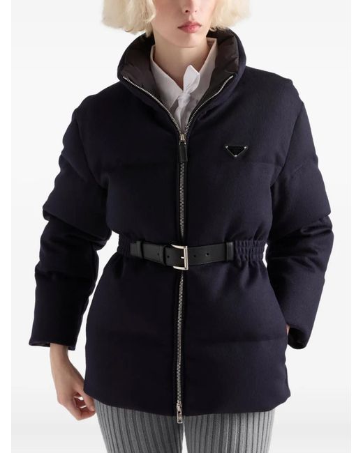 Prada Blue Down Loden Puffer Jacket