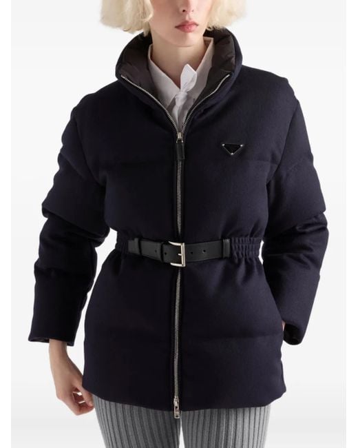 Prada Blue Belted Puffer Jacket