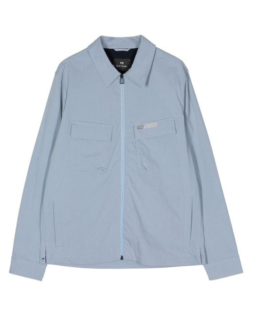 PS by Paul Smith Blue Logo-debossed Zip-up Jacket for men