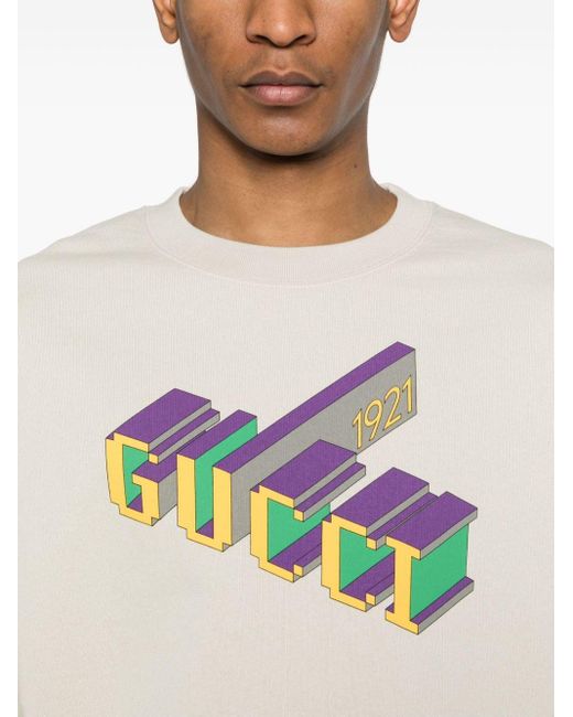 Gucci White Logo-print Cotton Sweatshirt for men