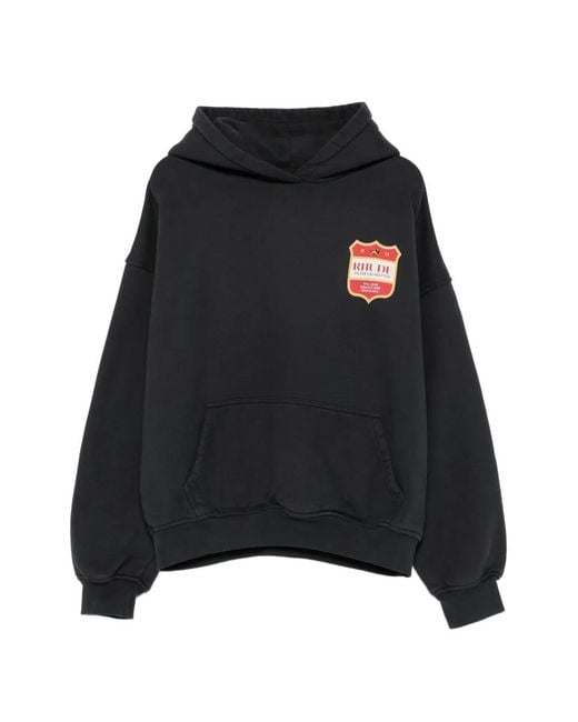 Rhude Black Logo-Print Hoodie for men