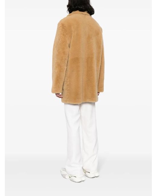 Amiri Natural Double-Breasted Shearling Coat for men