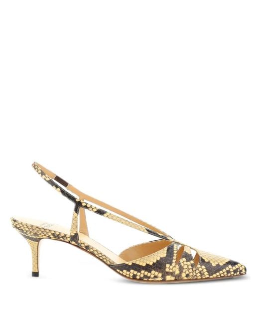 Francesco Russo Natural Snakeskin-Print Slingback Pumps