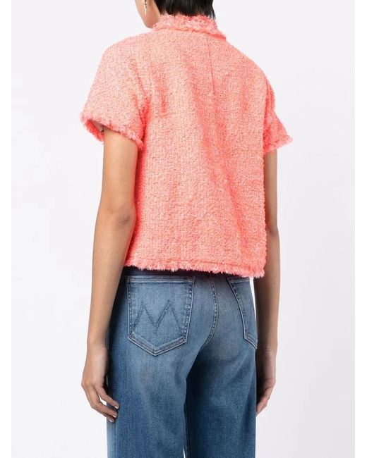 Shiatzy Chen Pink Bead-Embellished Tweed Jacket