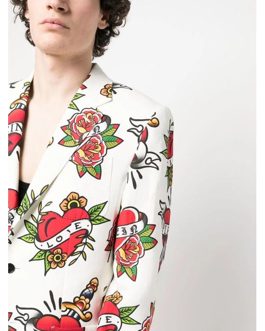 Philipp Plein Red Logo-Print Blazer for men
