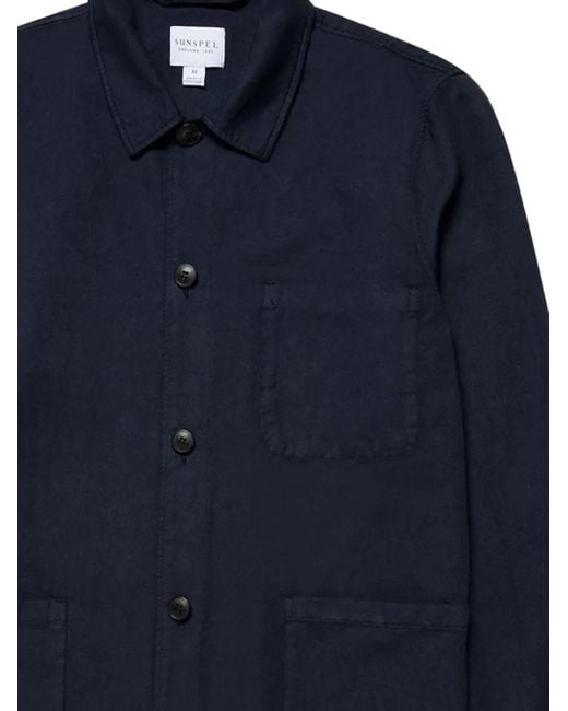 Sunspel Blue Button-Down Shirt Jacket for men