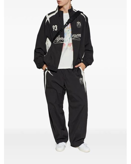 Represent Black Logo-Embroidered Panelled Jacket for men