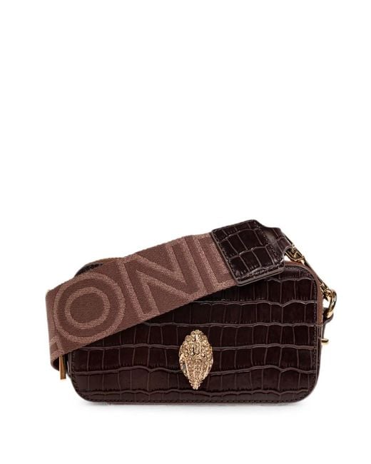 Kurt Geiger Brown Kensington Croc-Effect Leather Crossbody Bag