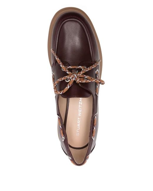 Stuart Weitzman レザーデッキシューズ Brown