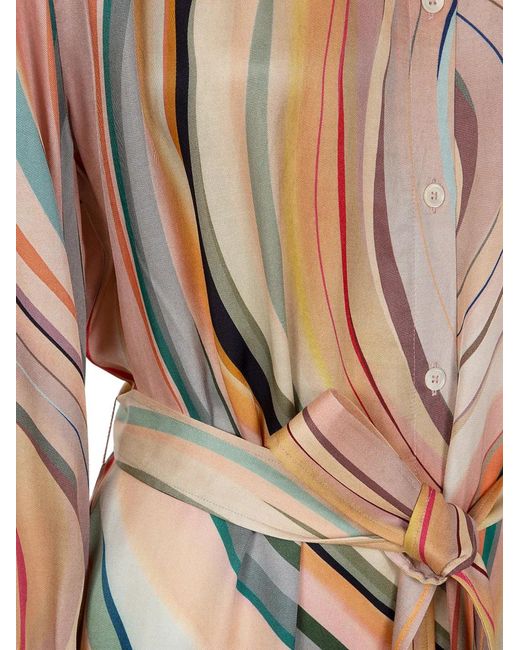 Paul Smith Natural Patterned Midi Dress