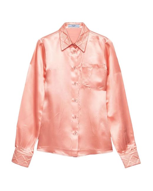 Prada エンブロイダリーカラー シャツ Pink