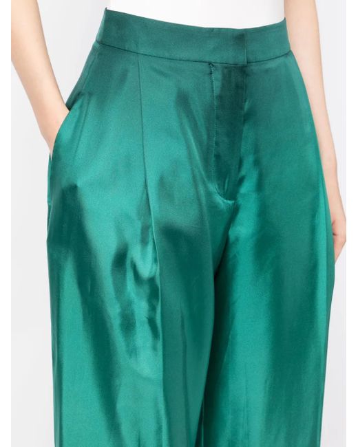 Oscar de la Renta Green Ombré-Effect Silk Palazzo Trousers