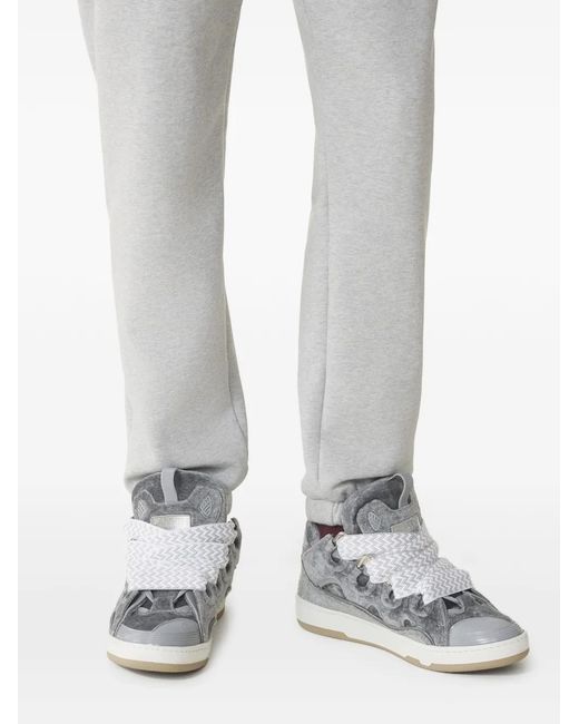 Lanvin Gray Curb Chevron-Lace Sneakers