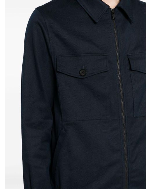PS by Paul Smith Blue Flap-pocket Cotton-blend Jacket for men