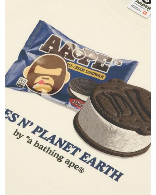 Aape By A Bathing Ape Natural Ice-Cream Graphic T-Shirt for men