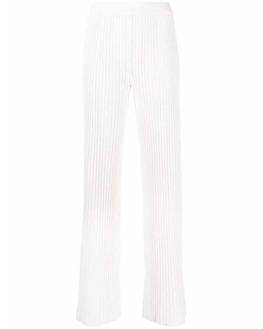 Mrz White Ribbed Knitted Trousers