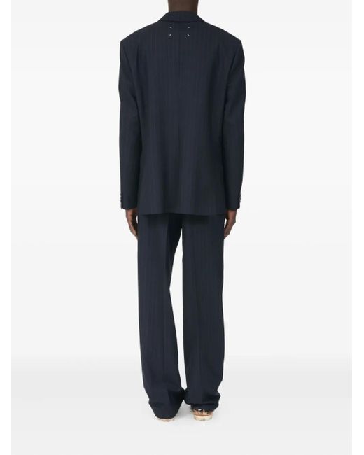 Maison Margiela Blue Pinstripe Wool Blazer for men