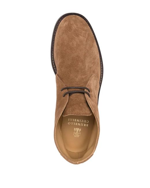 Brunello Cucinelli Brown Lace-Up Suede Ankle Boots for men