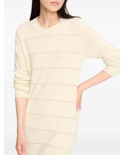 Barrie White Lace-Stripe Knitted Maxi Dress