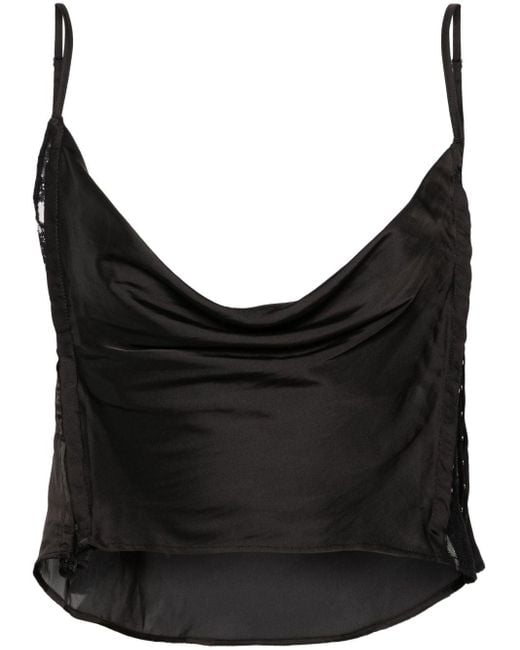 Y. Project Black Sheer-lace Draped Top