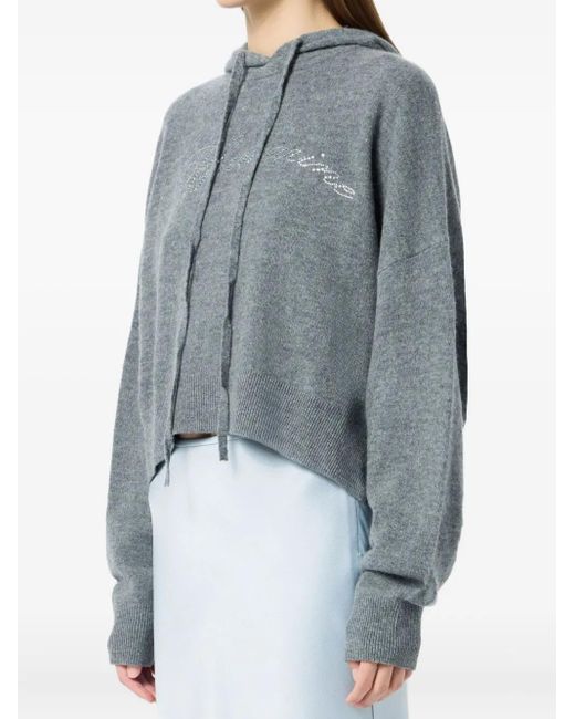Sudadera con detalles de cristal y capucha Blumarine de color Gray