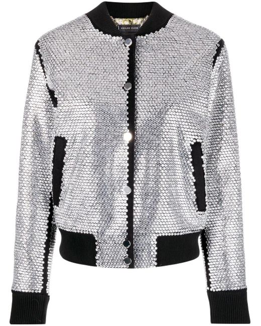 Philipp Plein ビジュートリム ボンバージャケット Black